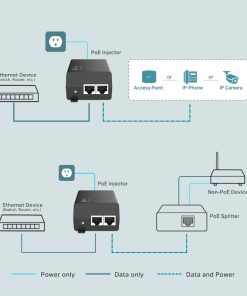 TP-Link PoE+ Injector Adapter, 1×Gbit PoE Port, 1×Gbit Non-PoE Port, 802.3at/af, Data+Power po istom kablu, do 100m, plastično kućište
