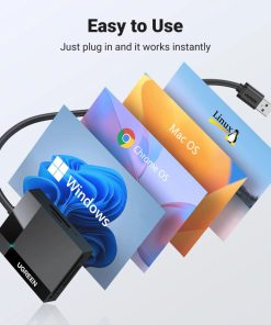 UGREEN čitač TF/SD/CF/MS memorijskih kartica, USB 3.0, crni