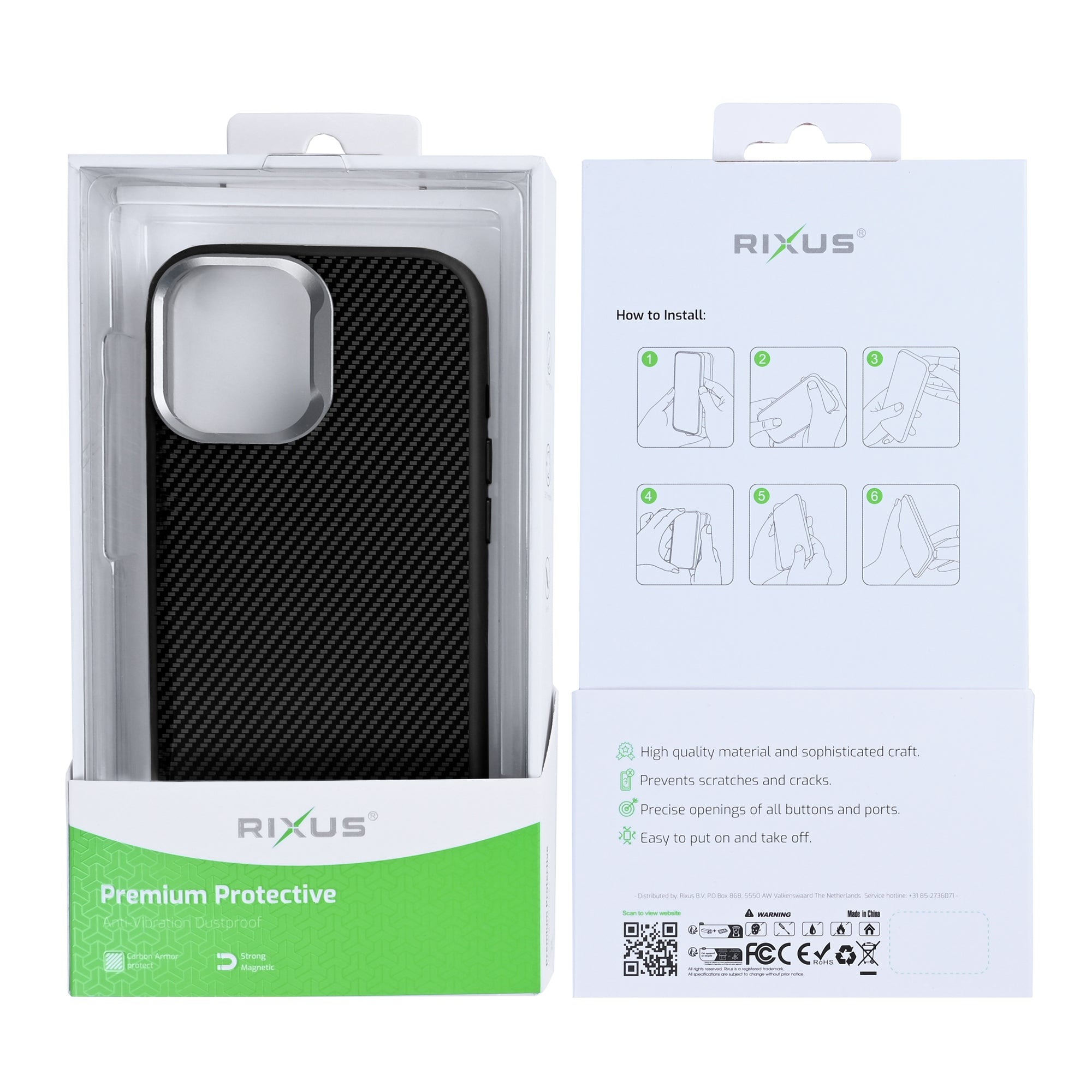 Rixus Mag Carbon With MagSafe Compatible For Apple iPhone 17 Titanium Black