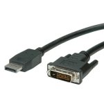 Roline VALUE DisplayPort kabel, DP - DVI-D (24+1), M/M, 1.0m, crni