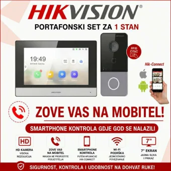 DS-KIS603-P HIKVISION PORTAFON SET ZA 1 STAN S VIDEO JEDINICOM HIK-PORTAFON-SET