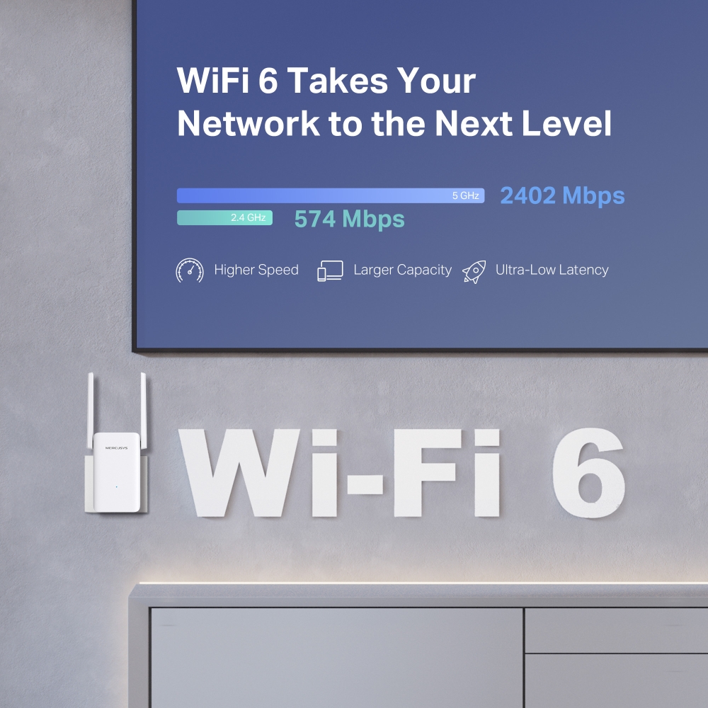 Mercusys AX3000 bežični pojačivač dometa (Range Extender Wi-Fi 6) Dual Band 574Mbps/2402Mbps (2.4GHz/5GHz) 1×G-LAN, 2×vanjska antena