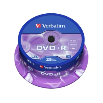 DVD+R Verbatim 4.7GB 16× Matt Silver 25 pack spindle