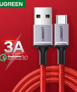 UGREEN USB-C (M) na USB 2.0 A (M) 6A, supercharge, crveni, pleteni kabel MFi, 1.0m