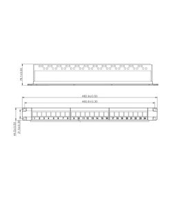 Roline VALUE Keystone 19'' okvir modula, 24 porta, neoklopljen, 1U, trodijelni, crni