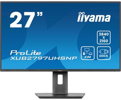 IIYAMA 27" XUB2797UHSNP-B1 4K UHD (3840×2160) IPS, Pivot, 4ms, 1300:1, 350cd/m2, HDMI/DP, USB-C Dock (96W, LAN), 3×USB3.2, zvučnici, crni