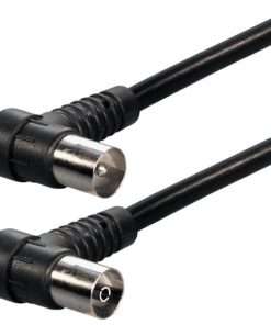 Transmedia IEC plug to IEC jack, Angled, 1,5m, Black