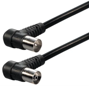 Transmedia IEC plug to IEC jack, Angled, 1,5m, Black