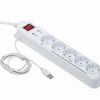 Gembird Surge protector with Master Slave function, white color