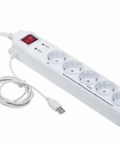 Gembird Surge protector with Master Slave function, white color