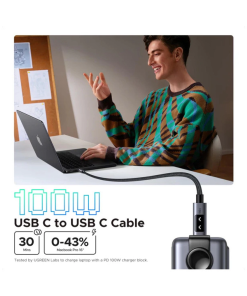 UGREEN Uno USB-C (M) na USB-C (M), PD 100W, 480 Mbps, LED ekran, 2.0m