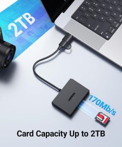 UGREEN 4-portni USB-C/A HUB 2xUSB-A, 1xSD, 1xTF, sivi