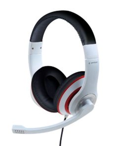 Gembird Stereo headset, white and black color with red ring
