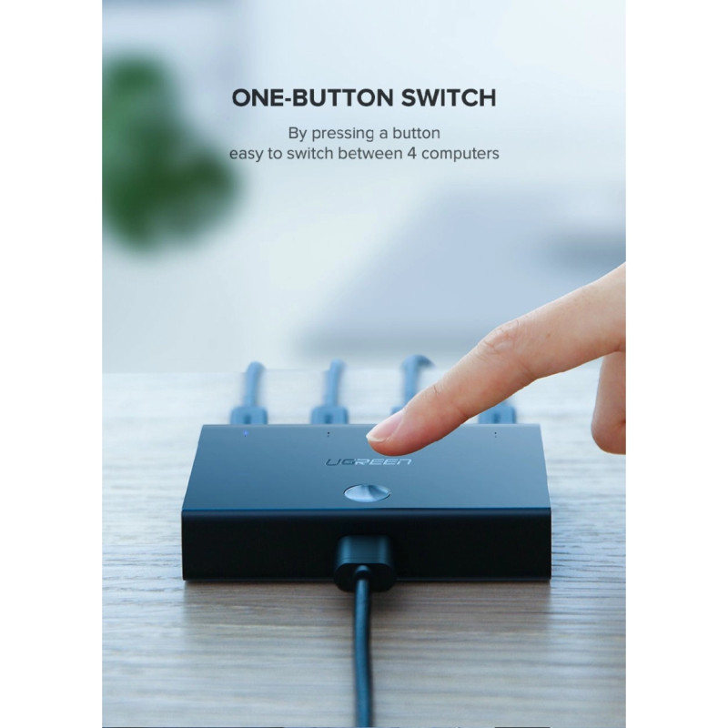 UGREEN Data Switch USB 2.0, 4 ulaza/1 izlaz, crni