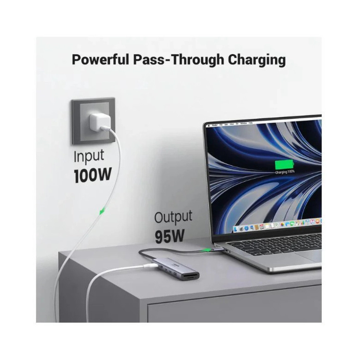 UGREEN 7-portni USB-C HUB na 1xUSB-A 3.2, 2xUSB-C 3.2, 1xSD/TF čitač memorijskih kartica, 1xUSB-C za napajanje, 1x HDMI, sivi