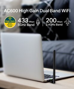 TP-Link AC600 Archer T2U Plus bežični High-Gain Dual-Band USB adapter 200Mbps/433Mbps (2.4GHz/5GHz), 802.11a/b/g/n/ac, 5dBi antena