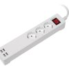 Transmedia Smart 3-way power strip with 4 USB charging ports (total 5V 2,1A)