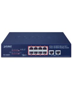 PLANET preklopnik (Switch) 10" 8-port 10/100TX 802.3at PoE + 2-port 10/100TX, rack-mountable