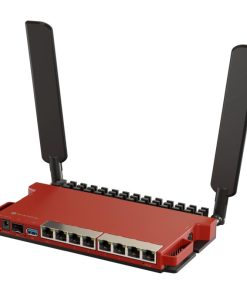 Mikrotik L009UiGS-2HaxD-IN, 800MHz CPU, 512MB RAM, 8×G-LAN, 1×2.5G SFP, 2.4 GHz 802.11b/g/n/ax dual-chain, 4dBi 2.4GHz eksterne antene, USB, desktop kućište, PSU, RouterOS L5