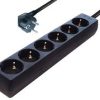 Transmedia 6-way Schuko Outlet power strip. Black