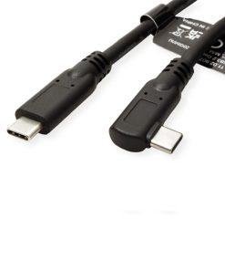 Roline USB3.2 Gen 2x2 kabel TIP C-C M/M, 1×90°. Emark, 100W, 1.0m, crni