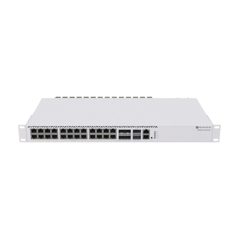 Mikrotik Cloud Router Switch CRS326-4C+20G+2Q+RM, 20x 2.5 GIGABIT Ethernet, 4x Combo ports ethernet 2.5G/10G SFP+, 2x 40G QSFP+, 128 MB DDR2 RAM, 32 MB storage, RouterOS v7 License level 6, 2x AC In