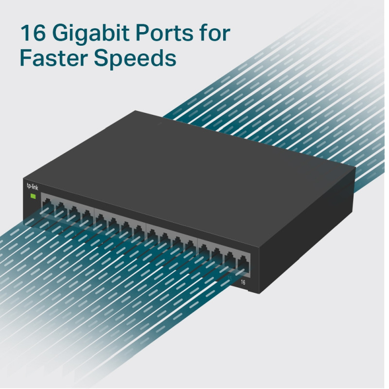 TP-Link 16-port Gigabit Easy Smart preklopnik (Switch), 16×10/100/1000M RJ45 ports, metalno kućište