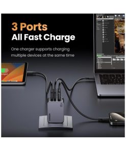UGREEN Nexode Pro zidni punjač 65W, 2x USB-C, USB-A, USB-C kabel, GaN, sivi