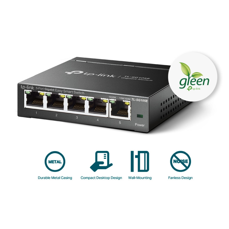 TP-Link 5-port Gigabit Easy Smart preklopnik (Switch), 5×10/100/1000M RJ45 ports, metalno kućište