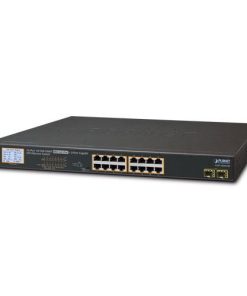 Planet 18-Port LCD Managed 16x RJ45 GbE 802.3at PoE 2-Port 1G SFP Switch with LCD PoE Monitor