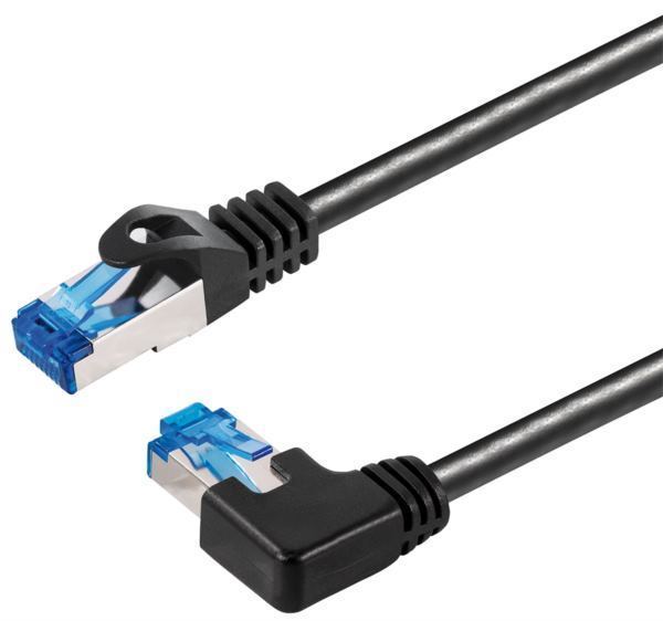 Transmedia Cat6A SFTP Patch Cable, RJ45 plug angled right, 3m