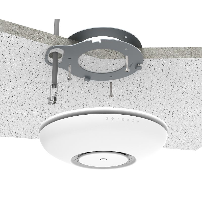 Mikrotik cAP ac (RBcAPGi-5acD2nD), 716MHz CPU, 128MB RAM, 2×GLAN (1×PoE-out), 2.4Ghz/5GHz 802.11b/g/n/an/ac, Dual Chain, RouterOS L4, zidno/stropno kućište, PSU, PoE inj.