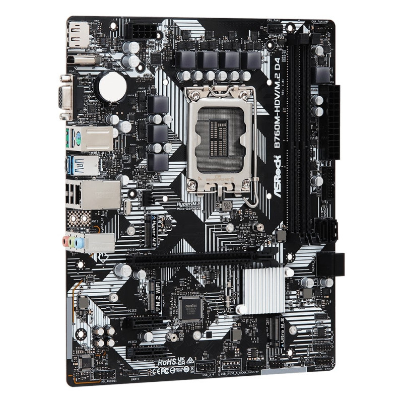 ASRock MB B760M-HDV/M.2 D4, S.1700, 2×DDR4/5333MHz(OC), PCIe 4.0, G-LAN, USB-C, VGA/DP/HDMI, mATX