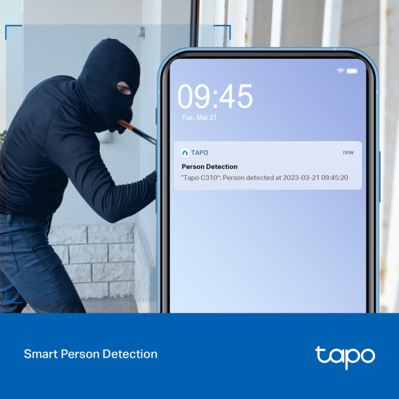 TP-Link Tapo C310 kamera UHD 3MP, H.264, Advanced Night Vision, microSD, dvosmjerni audio, detekcija pokreta, vodootporna IP66, Wi-Fi, Tapo app
