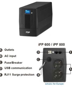 Fortron Source UPS iFP 600VA/360W, Line-interactive, 2×Schuko, RJ11, USB, 1×7Ah