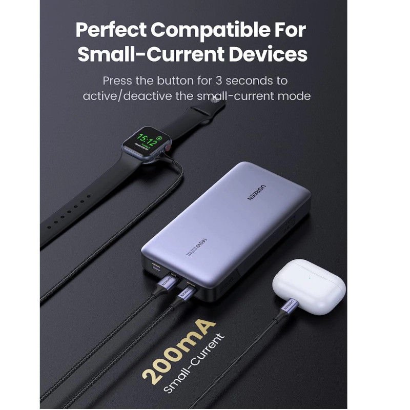 UGREEN prijenosni punjač (Powerbank) 25000mAh, 145W brzo punjenje, 2×USB-C+1×USB-A, PD 3.0+QC 3.0, sivi