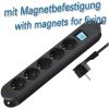 Transmedia 5-way power strip, switch, illuminated, black, 3m