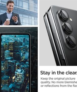 Spigen Glass tR EZ Fit Optik Pro, zaštitno staklo za kameru, 2 kom + okvir za instalaciju, crno - Samsung Galaxy Z Fold5 (AGL06524)