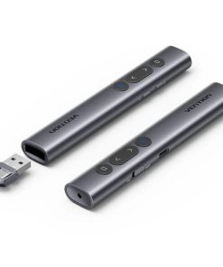 Vention Wireless PowerPoint Presentation Clicker with Green Laser Pointer, Rechargable – Gray