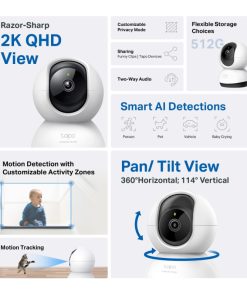 TP-Link Tapo C220 AI kamera 2K QHD, H.264, 360°/114° Pan/Tilt, Advanced Night Vision, microSD, dvosmjerni audio, AI detekcija pokreta, Wi-Fi, Tapo app