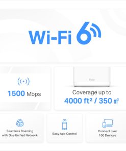 Mercusys Halo H60X(2-pack) AX1500 Whole Home Mesh WiFi 6, Dual-Band 300Mbps/1201Mbps (2.4GHz/5GHz), 802.11ax/ac/n/a 2.4 GHz - 802.11n/b/g 5 GHz, 5×G-LAN/WAN, Mercusys app