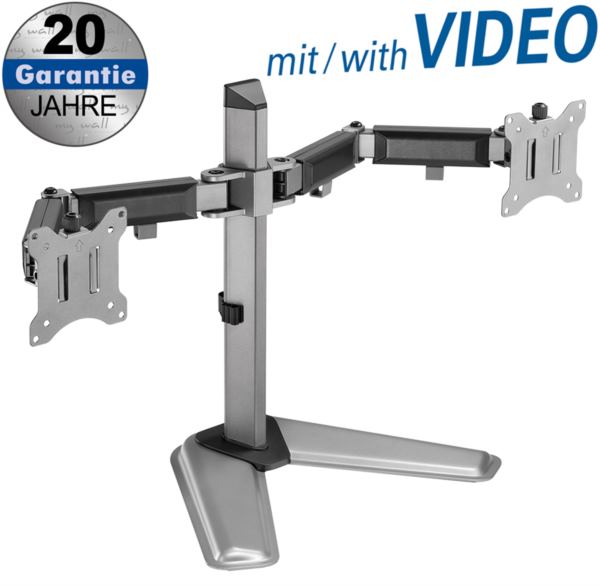 Transmedia Full-Motion Desk Stand for 2 Flat Screens