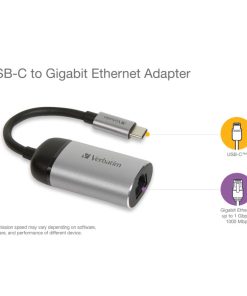 Verbatim USB-C na RJ45 gigabitni ethernet mrežni adapter, aluminijsko kućište