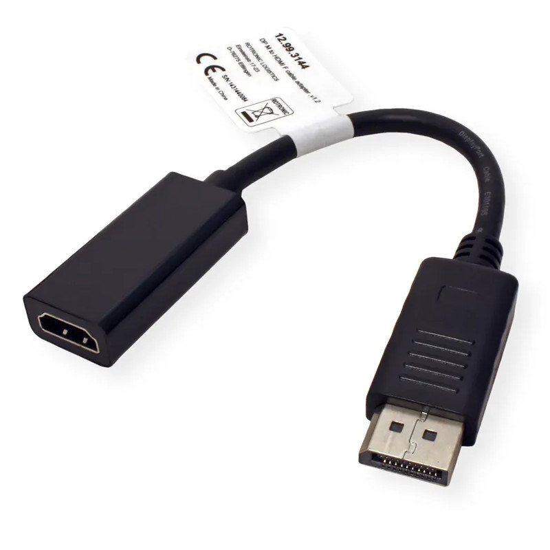 Roline VALUE adapter/kabel DisplayPort - HDMI, M/F, v1.2, 4K, 0.15m