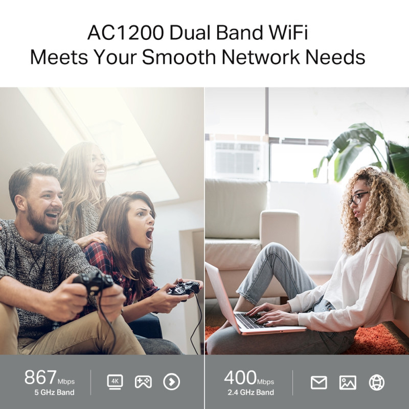TP-Link AC1200 Archer C64 bežični usmjerivač (Dual-Band Gigabit Router) 400Mbps/867Mbps (2.4GHz/5GHz), 802.11a/b/g/n/ac, 1×G-WAN, 4×G-LAN, 4 antene