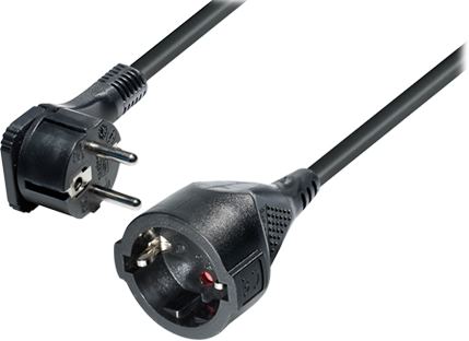 Transmedia Schuko flat plug Extension cable, Angled, 2m