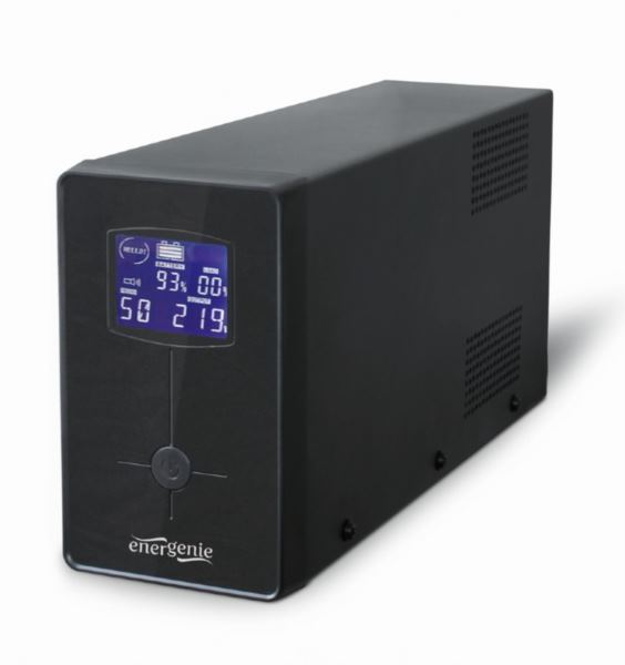 Gembird UPS with USB and LCD display, 850 VA, black