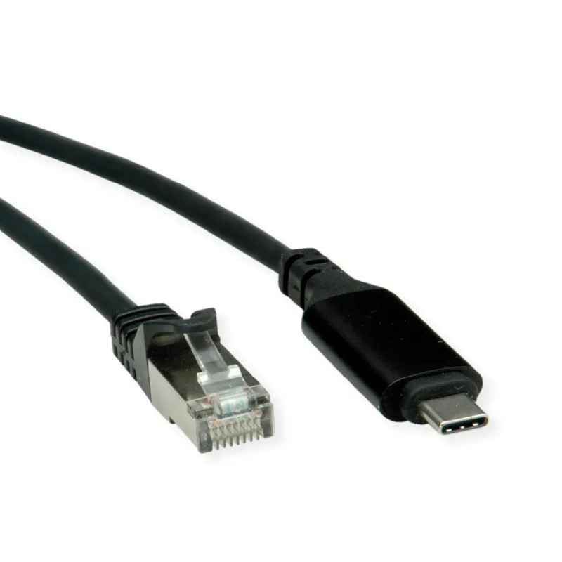 Roline adapter/kabel USB-C - Gigabit LAN 10/100/1000Mbit/s, 2.0m. crni