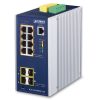 Planet Industrial L2 8-Port 10 100 1000T 802.3at PoE 2-Port 100 1G SFP 2-Port 100 1G 2.5G SFP Managed Ethernet Switch w 12V Booster