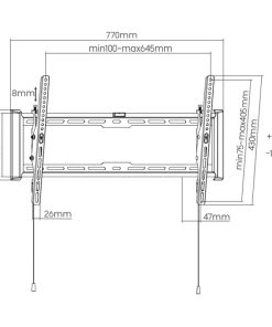Roline VALUE zidni nosač za TV 37-80", nagibni, udaljenost od zida 47mm, nosivost 75kg, crni